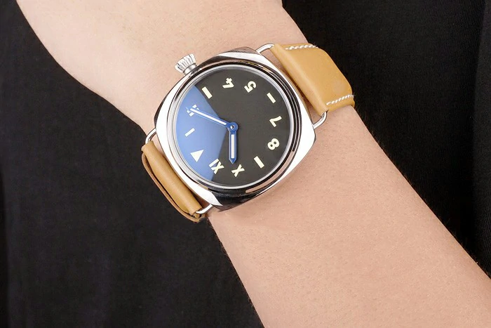 Panerai Radiomir Polished Stainless Steel Case Black Dial Brown Leather Strap new58922