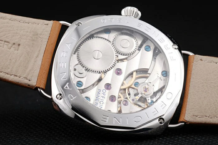 Panerai Radiomir Polished Stainless Steel Case Black Dial Brown Leather Strap new58922