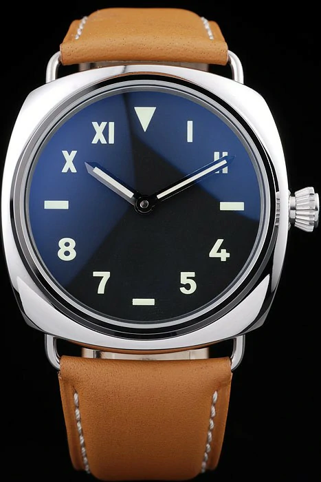 Panerai Radiomir Polished Stainless Steel Case Black Dial Brown Leather Strap new58922