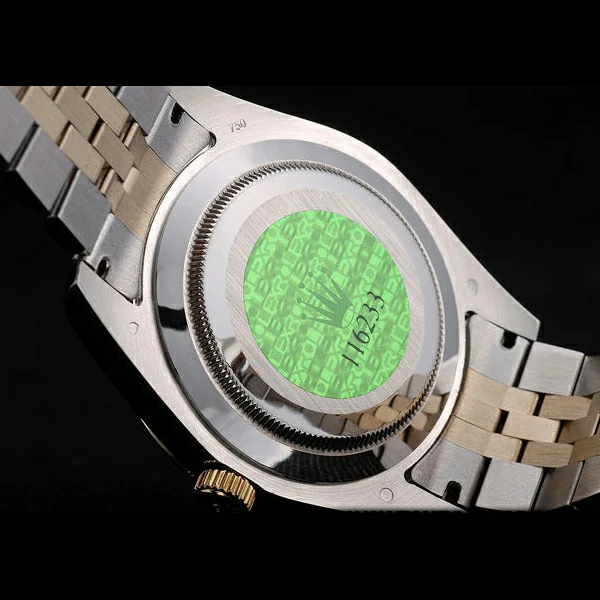 Rolex DateJust Gold Stainless Steel Ribbed Bezel Goldish Dial new58924