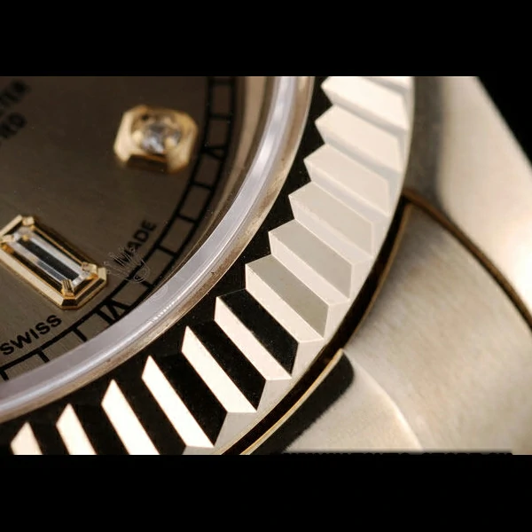 Rolex DayDate Gold Stainless Steel Ribbed Bezel Goldish Dial new58925