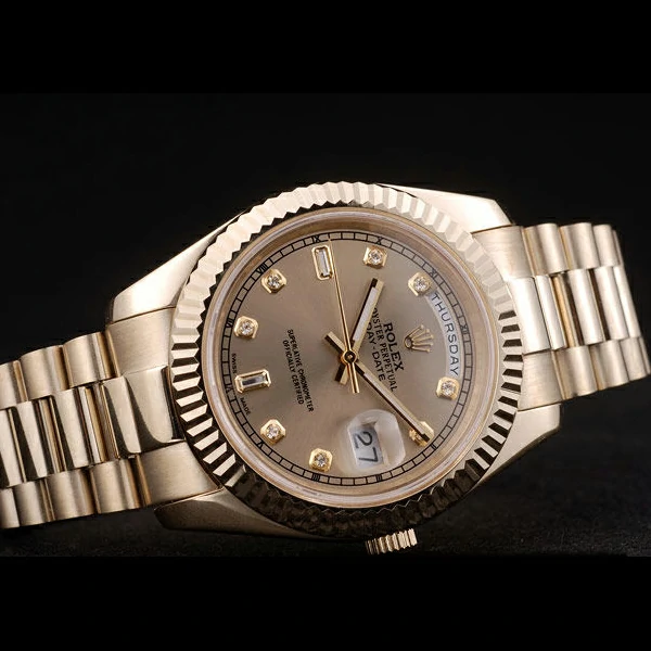 Rolex DayDate Gold Stainless Steel Ribbed Bezel Goldish Dial new58925