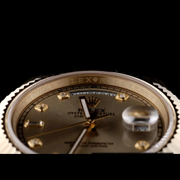 Rolex DayDate Gold Stainless Steel Ribbed Bezel Goldish Dial new58925