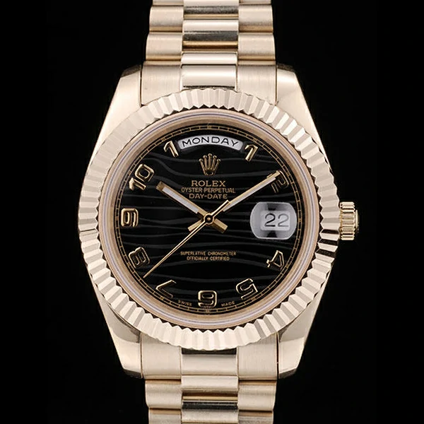 Rolex DayDate Black Patterned Dial Gold Stainless Steel Strap new58926