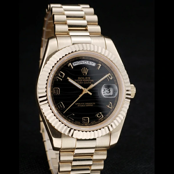 Rolex DayDate Black Patterned Dial Gold Stainless Steel Strap new58926