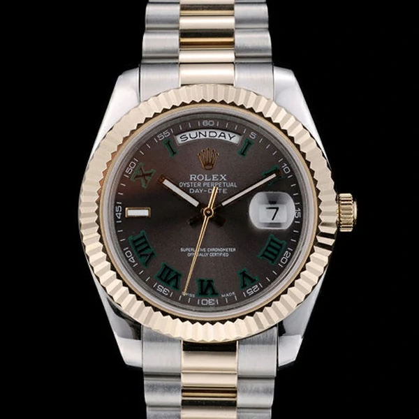 Rolex DayDate Grey Dial Dual Colored Stainless Steel Strap new58927