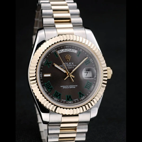 Rolex DayDate Grey Dial Dual Colored Stainless Steel Strap new58927