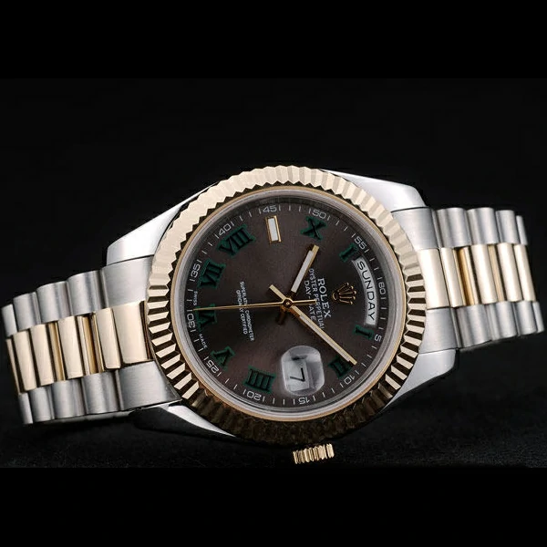 Rolex DayDate Grey Dial Dual Colored Stainless Steel Strap new58927