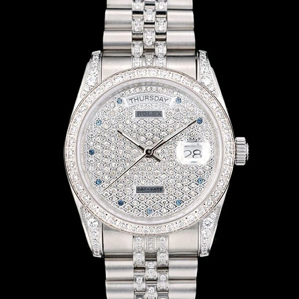Rolex DayDate Diamond Plated Stainless Steel Bracelet Diamond Plated Dial new58931