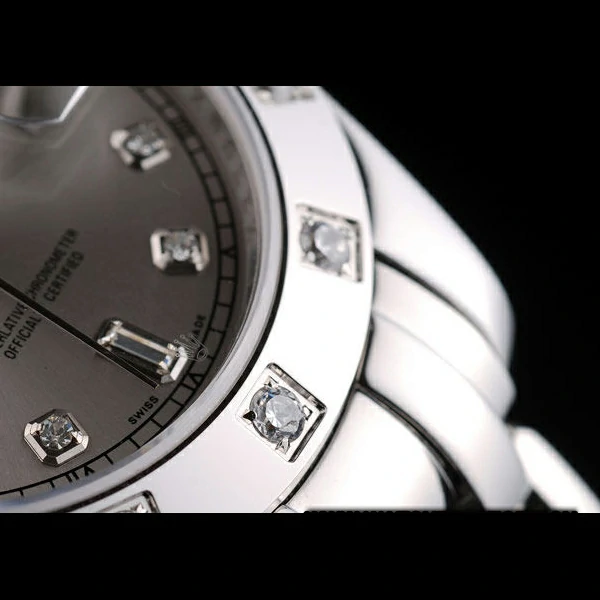 Rolex DayDate Diamond Plated Stainless Steel Bezel Grey Dial new58933