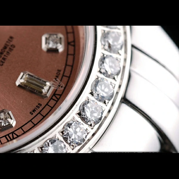Rolex DayDate Diamond Plated Stainless Steel Bezel Rose Dial new58935