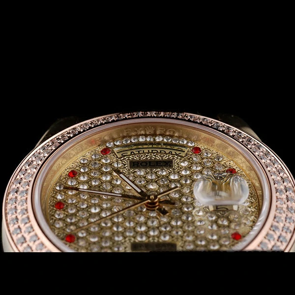 Rolex DayDate Diamond Plated Gold Dial Triple Colored Bracelet new58937