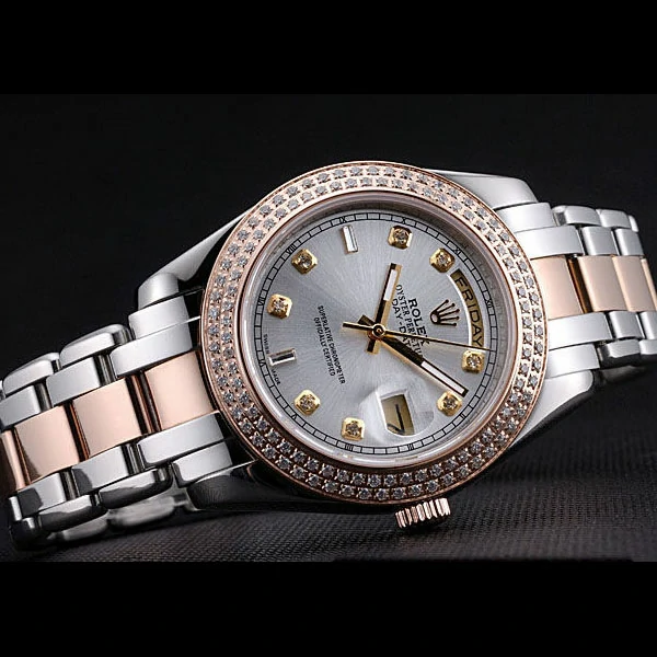 Rolex DayDate Diamond Plated Rose Gold Bezel Pearl Dial new58939
