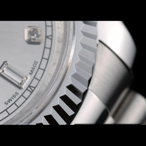 Rolex DayDate Stainless Steel Ribbed Bezel Silver Dial new58941