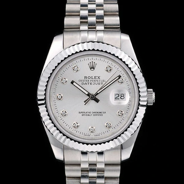 Rolex DateJust Stainless Steel Ribbed Bezel Silver Dial new58942