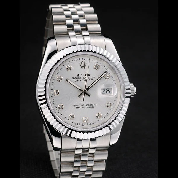 Rolex DateJust Stainless Steel Ribbed Bezel Silver Dial new58942