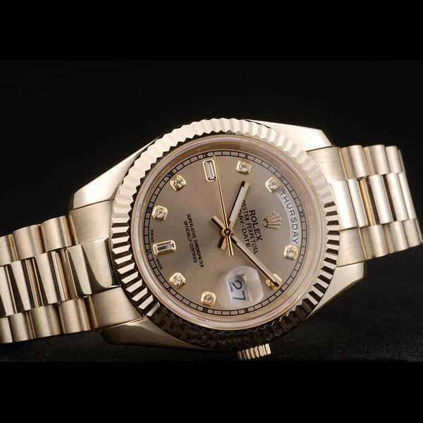 Rolex DayDate Gold Stainless Steel Ribbed Bezel Gold Dial new58943