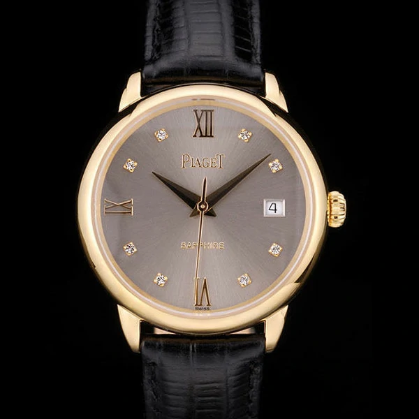 Piaget Traditional Grey Dial Black Leather Strap new58987