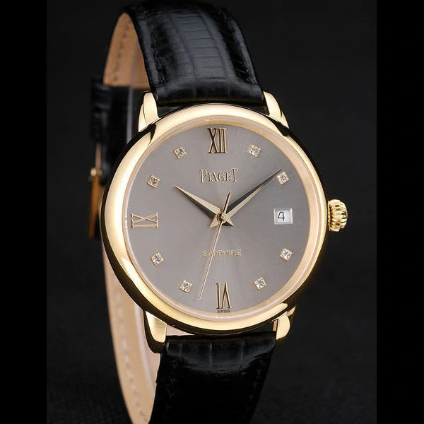 Piaget Traditional Grey Dial Black Leather Strap new58987