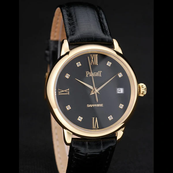 Piaget Traditional Black Dial Black Leather Strap new58988