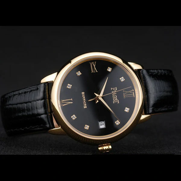Piaget Traditional Black Dial Black Leather Strap new58988