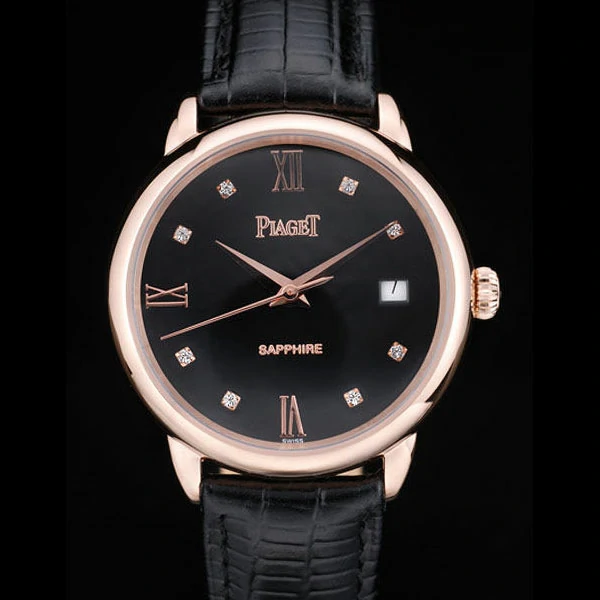 Piaget Traditional Black Dial Black Leather Strap new58989