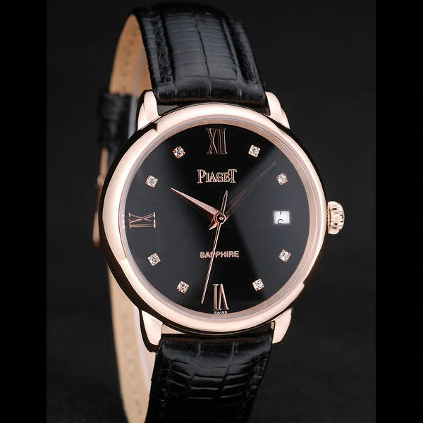 Piaget Traditional Black Dial Black Leather Strap new58989