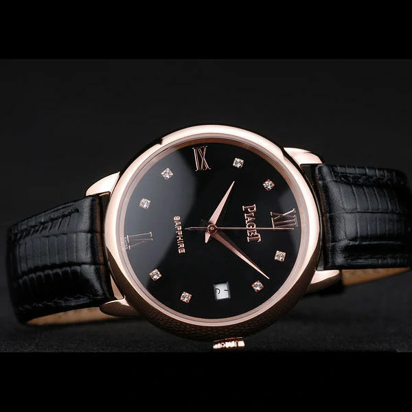 Piaget Traditional Black Dial Black Leather Strap new58989