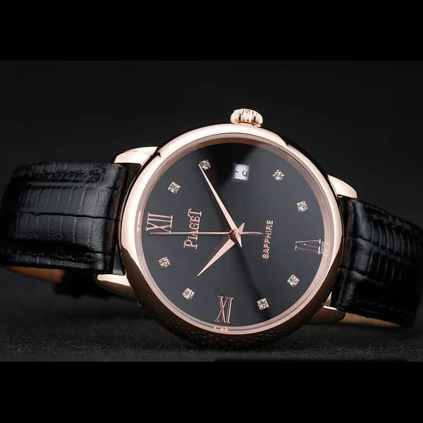 Piaget Traditional Black Dial Black Leather Strap new58989