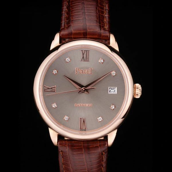 Piaget Traditional Grey Dial Brown Leather Strap new58990