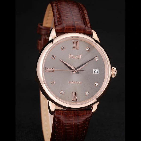 Piaget Traditional Grey Dial Brown Leather Strap new58990