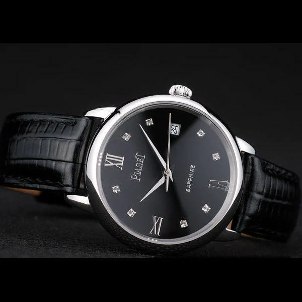 Piaget Traditional Black Dial Black Leather Strap new58991