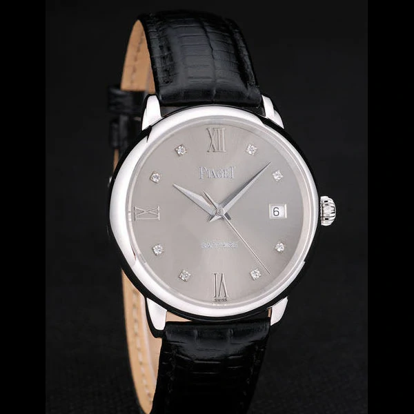 Piaget Traditional Grey Dial Black Leather Strap new58992