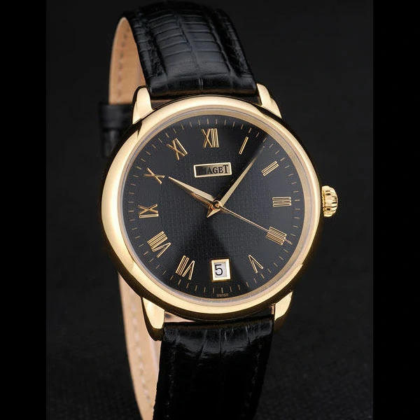 Piaget Traditional Black Dial Black Leather Strap new58993