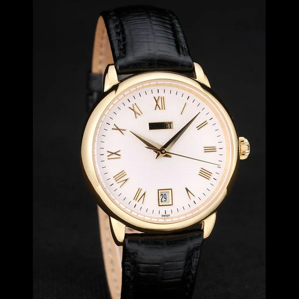 Piaget Traditional White Checkered Dial Black Leather Strap new58994