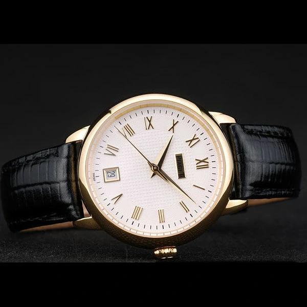 Piaget Traditional White Checkered Dial Black Leather Strap new58994