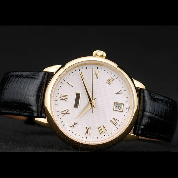 Piaget Traditional White Checkered Dial Black Leather Strap new58994