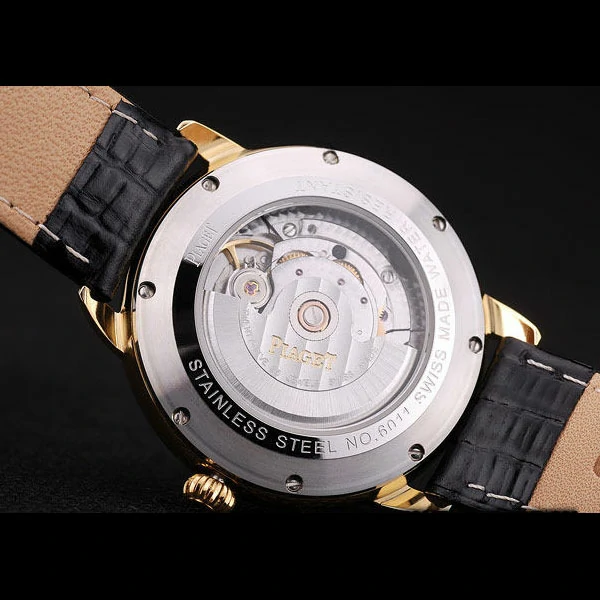 Piaget Traditional White Checkered Dial Black Leather Strap new58994