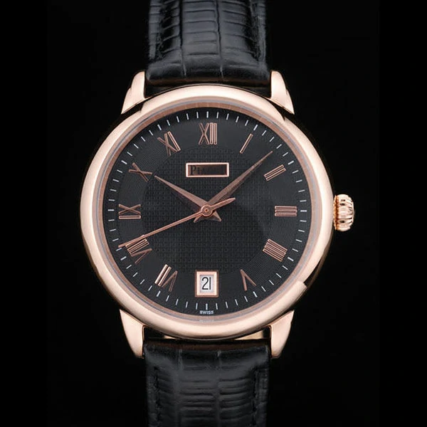 Piaget Traditional Black Checkered Dial Black Leather Strap new58995