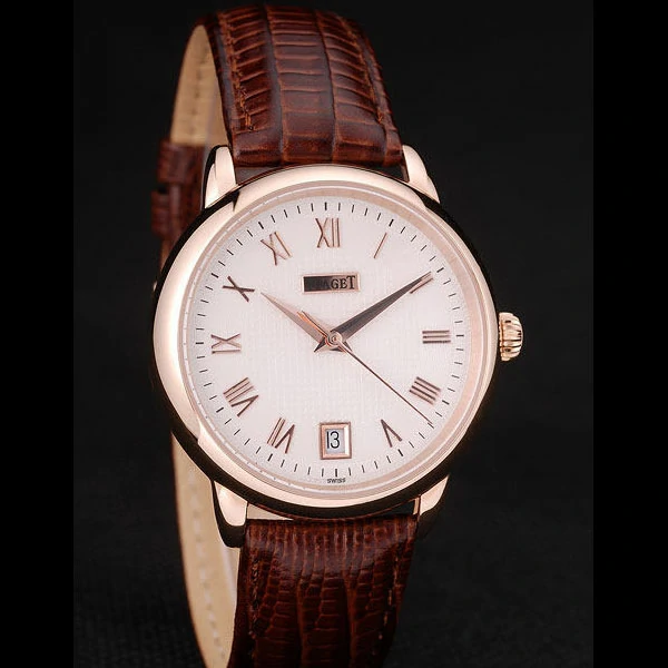 Piaget Traditional White Checkered Dial Brown Leather Strap new58996