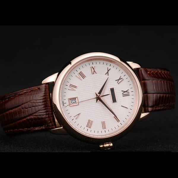 Piaget Traditional White Checkered Dial Brown Leather Strap new58996