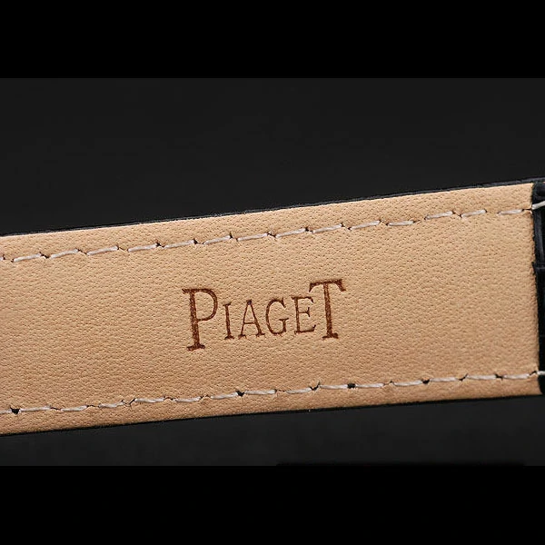 Piaget Traditional White Checkered Dial Black Leather Strap new58998