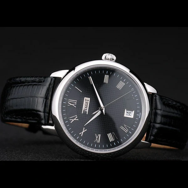 Piaget Traditional Black Checkered Dial Black Leather Strap new58999