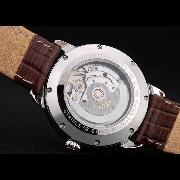 Piaget Traditional White Radial Pattern Dial Brown Leather Strap new59002