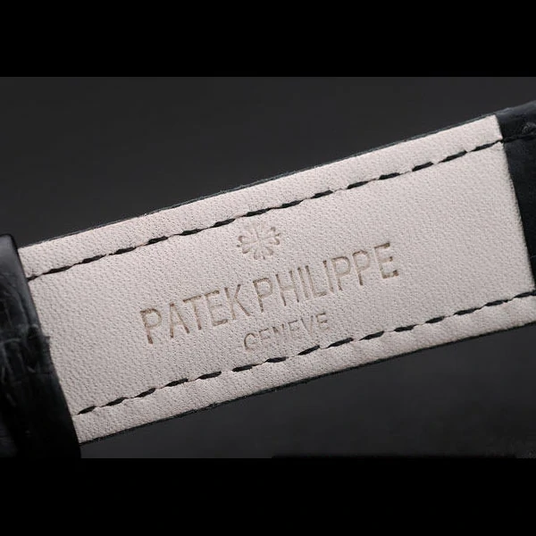 Patek Philippe Calatrava Ribbed Bezel Grey Dial Black Leather Strap new59005