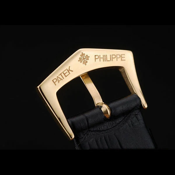 Patek Philippe Calatrava Polished Bezel Orange Dial Black Leather Strap new59008