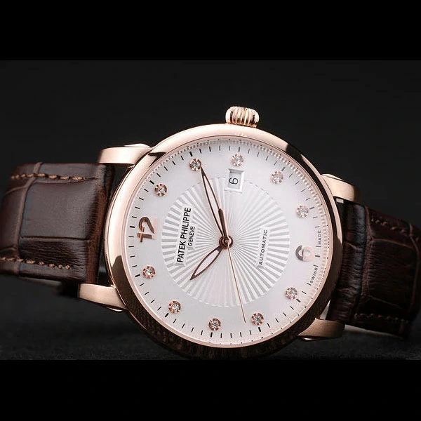 Patek Philippe Calatrava Polished Bezel White Dial Brown Leather Strap new59011