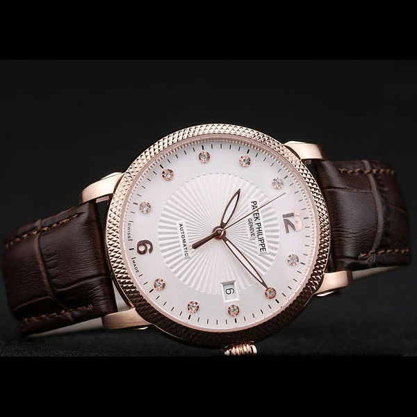 Patek Philippe Calatrava Ribbed Bezel White Dial Brown Leather Strap new59012