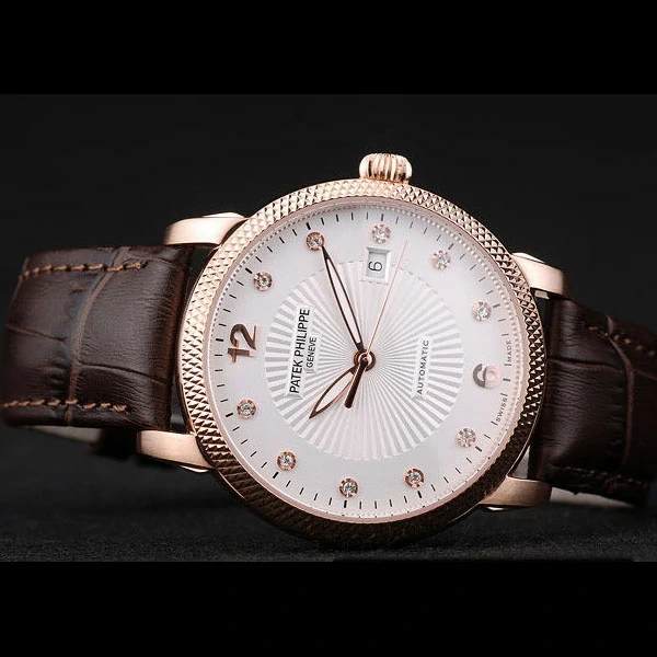 Patek Philippe Calatrava Ribbed Bezel White Dial Brown Leather Strap new59012