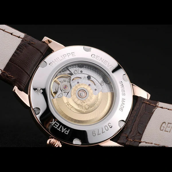 Patek Philippe Calatrava Ribbed Bezel White Dial Brown Leather Strap new59012